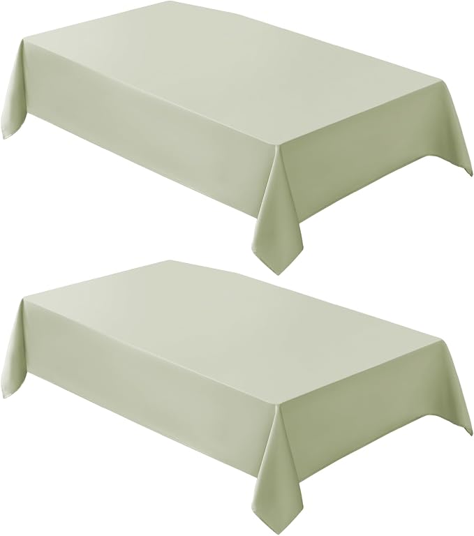 VidaFete Tablecloth 2 Pack 60 * 102inch Rectangle Table Cloth Polyester, Stain Wrinkle Resistant Polyester Dining Table Cover for Kitchen Dinning Party Wedding Tabletop Buffet Decoration(Sagegreen)