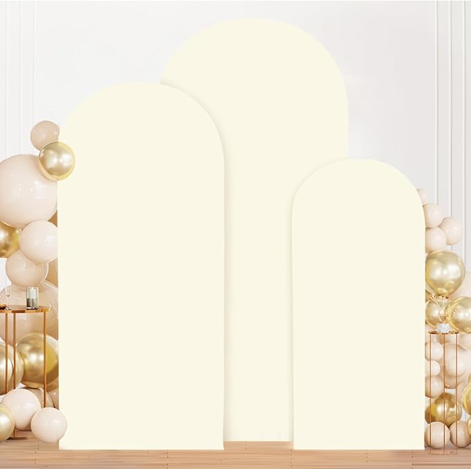 MODFUNS Ivory Arch Cover 4&5&6ft Wedding Arch Cover Set of 3 Spandex Arch Stand Covers Double Sided Stretchy Backdrop Covers for Wedding Ceremony Party Banquet Decoration