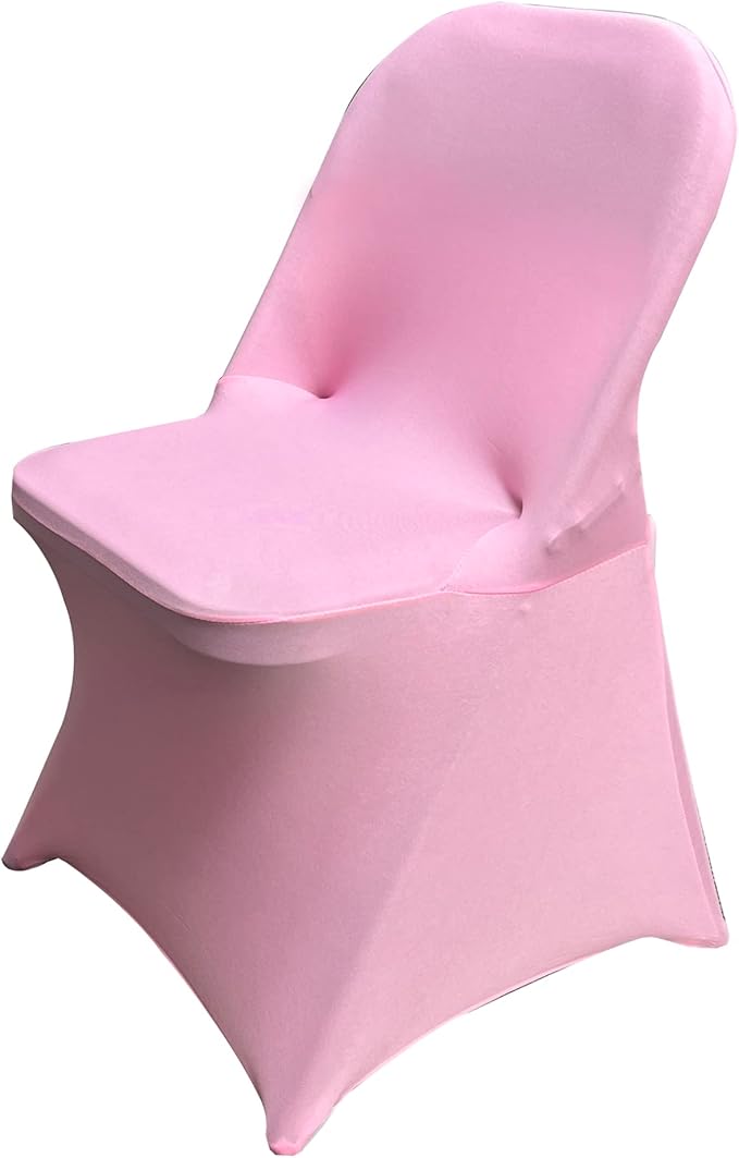 HAINARverS Stretch Spandex Folding Chair Covers 30PCS Universal Fitted Chair Cover Protector for Wedding,Party, Banquet, Holidays, Celebration, Decoration (Pink, 30 PCS)