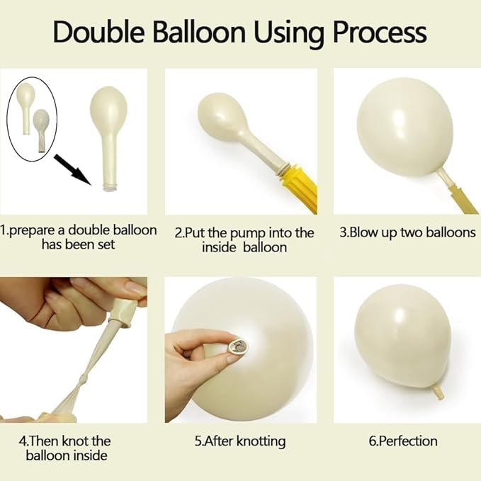 Beige Gold Balloons Double Stuffed Sand White Balloon Garland Pearl White Cream Metallic Gold Balloon Arch Kit for Birthday Wedding Bridal Anniversary Boho Baby Shower Party Decorations