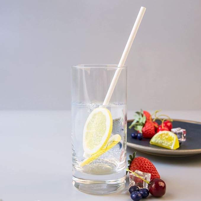 100 Pack Paper Straws White Biodegradable co-Friendly Drinking Bulk for Party Supplies, Bridal/Baby Shower, Birthday, Mixed Drinks, Weddings, Restaurant, Food Service, Drink Stirrer