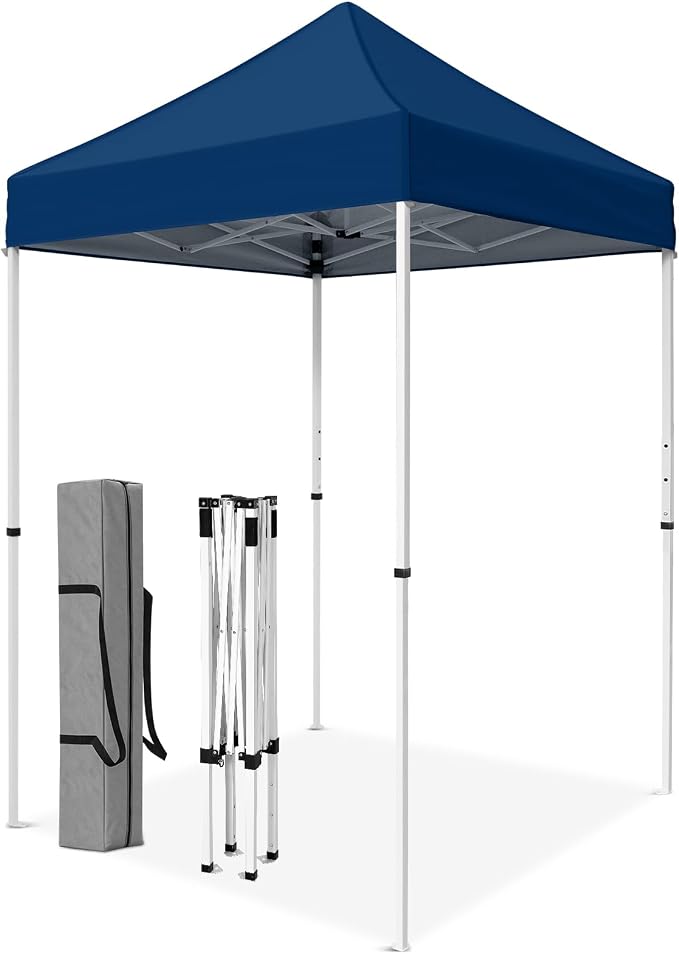 5x5 Pop Up Canopy Tent, Instant Portable Beach Canopy, Outdoor Tent with Carry Bag for Camping, Sports, Tailgating, Events, Dark Blue