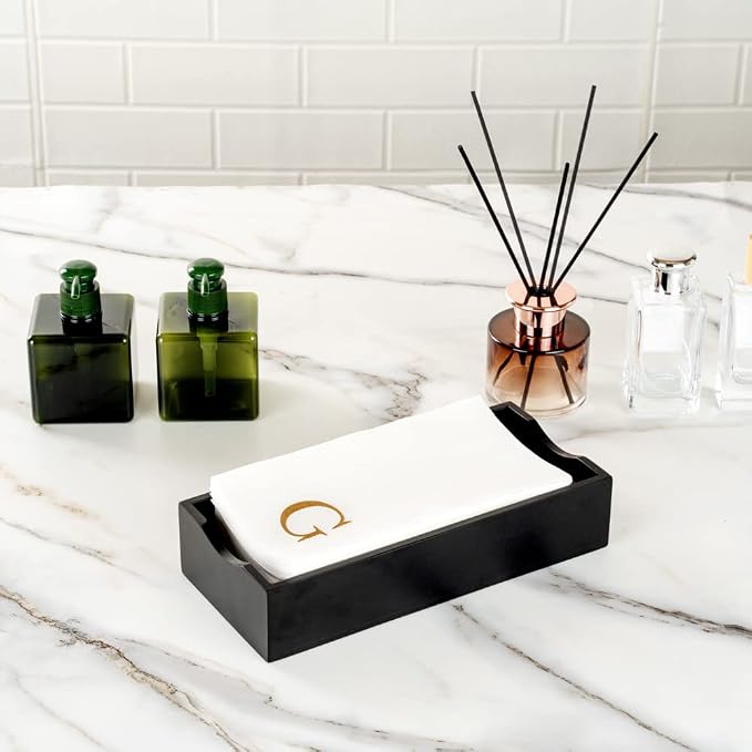 Luxenap 15.8 X 7.9 Inch Linen-Feel Guest Towels, 2000 Lettered Hand Towels - Gold Letter 'G', Sans Serif Font, White Paper Dinner Napkins, airlaid, For Restrooms And Tables - Restaurantware