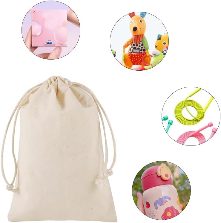 gobyhumm 50 Pieces Muslin Bags Cotton Drawstring Bags Sachet Bag for Home Supplies （4.0 * 4.7"）
