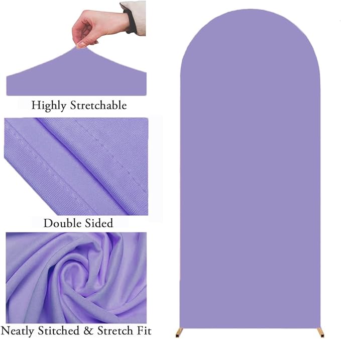 Two-Sided Lavender 7.2 FT Wedding Arch Cover, Spandex Arch Backdrop Cover for Wedding Birthday Party Decor