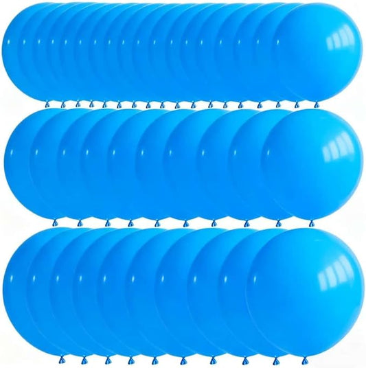 50 Pcs Giant Blue Latex Balloon Kit - Mixed Sizes (18“, 24”, 36") Ideal for Christmas, Hanukkah, Boys' Baby Showers, Pool/Beach Parties & Events