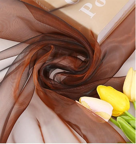 YYCRAFT Two Tone Sheer Organza Fabric by The Yard for Curtain Weddings Decor 5 Yards, Brown