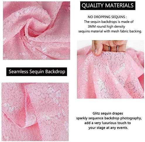 Eternal Beauty Pink Sequin Backdrop, 6x6 Ft Glitter Background Curtains for Mother's Day Shimmer Photography Party Wedding Birthday Back Drop Decor