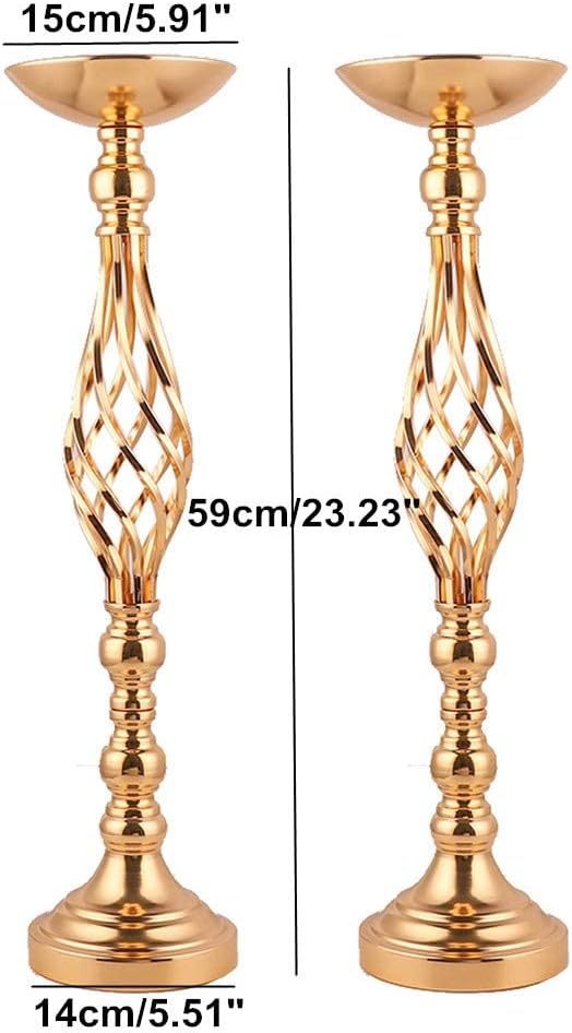 Gold Wedding Vases for Table Centerpieces - Twist Candleholder Stands, Elegant Floral Arrangement Vases, Metal Centerpieces for Reception Table Wedding Road-Leading Home Decor