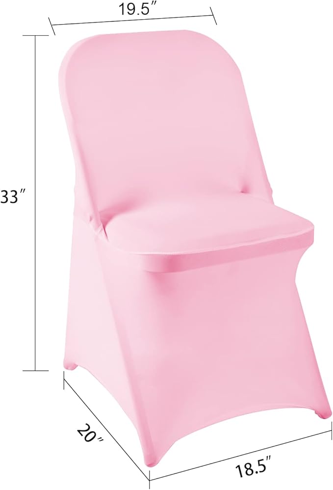Howhic Folding Chair Covers for Party - 36pcs, Pink Universal Spandex Stretchy Fitted Chair Covers for Wedding, Banquet, Conference
