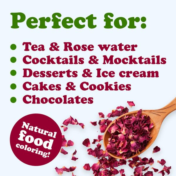 Food to Live Rose Petals, 1 Ounce – Culinary Dried Edible Rose Flowers for Tea, Baking, Making Rose Water and Desserts. Vegan, Kosher, Bulk