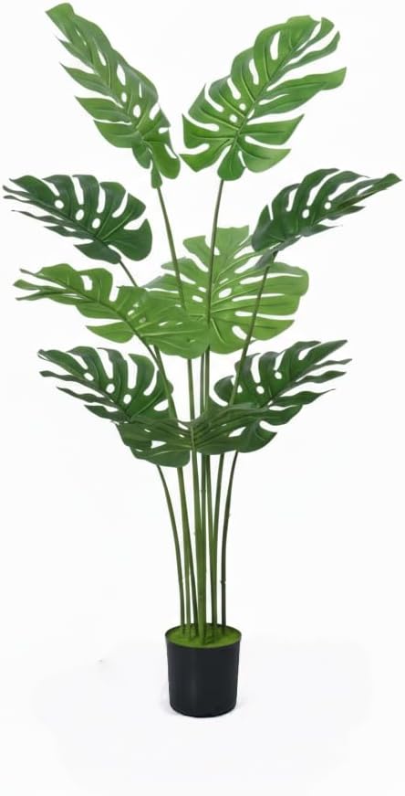 Artificial Bird of Paradise Plant Fake Tropical Palm Tree for Indoor Outdoor, Perfect Faux Plants for Home Garden Office Store Decoration (Monstera 120)