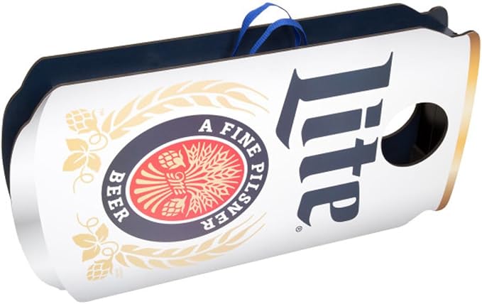 Miller Lite Cornhole Board Set - Bean Bag Toss with Can-Shaped Cornhole Boards and Corn Hole Bags Set of 8 - Yard Games for Adults by Trademark Games