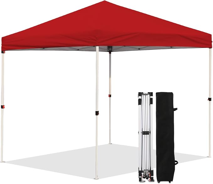 Northroad 10x10ft Pop Up Canopy, Popup Outdoor Canopy Tent with Wheeled Carrying Bag,Portable Gazebo Shelter for Patio,Deck,Garden,Beach（Red）