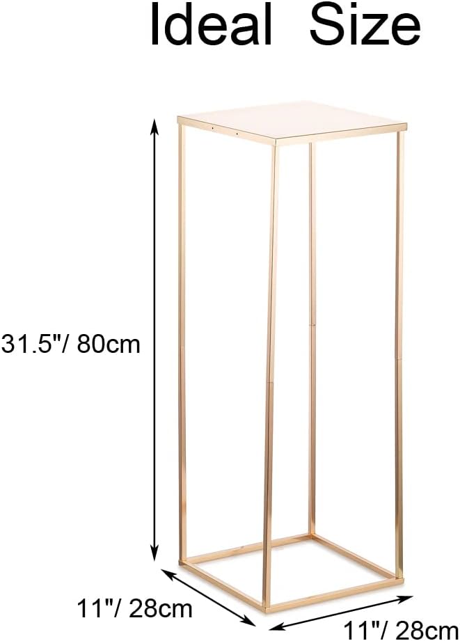 Gold Metal Cube Vase Stand for Wedding Centerpieces, 31.5in Tall, 10 Pcs | Columnar Cube Shape, Easy to Assembly, Flowers Cakes Drinks Display Table Centerpieces for Wedding Party Event