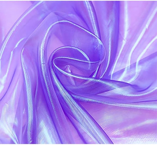YYCRAFT Two Tone Sheer Organza Fabric by The Yard for Curtain Weddings Decor 2 Yards, Middle Purple