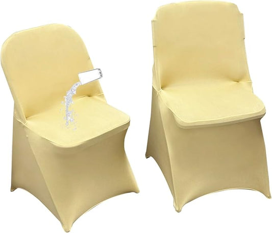 40PCS Stretch Spandex Folding Waterproof Chair Covers,Universal Fitted Chair Cover Protector for Wedding Party Banquet Holidays Celebration Decoration(Champagne)