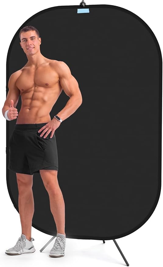 Black Fitness Photography Backdrop for Bodybuilding Posing, Collapsible Background for Muscle Progress Photos, Gym Content & Coaching Check-Ins (Backdrop Only)