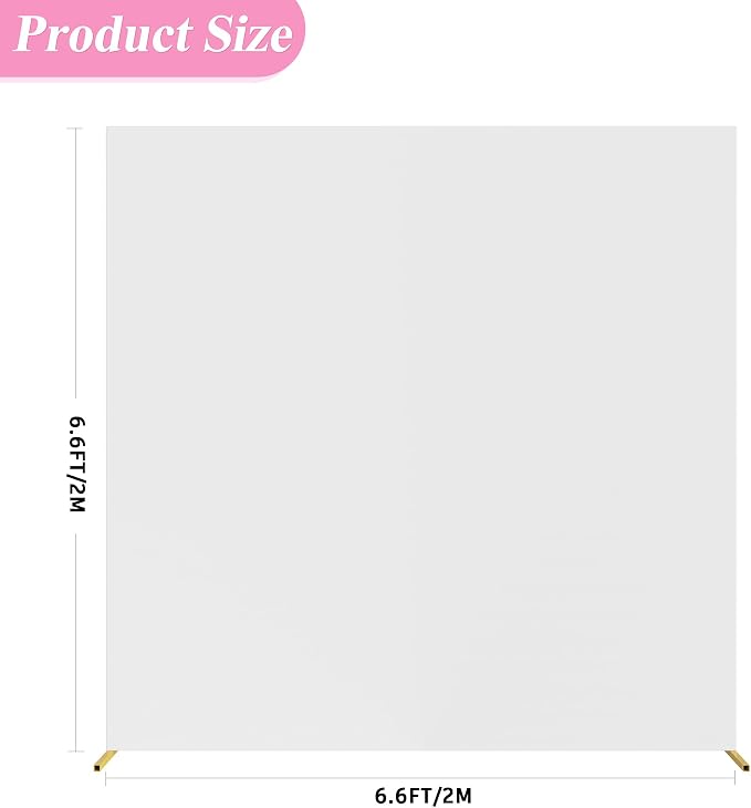 Fomcet 6.6FT x 6.6FT Gold Metal Square Backdrop Stand and White Wedding Arch Cover Spandex Fabric for Birthday Party Baby Shower Anniversary Arch Stand Decoration