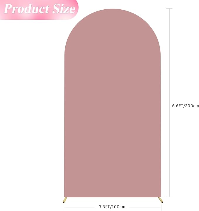 Wokceer 6.6FT Wedding Arch Cover Spandex Fitted Wedding Arch Stand Covers Round Top Chiara Arch Backdrop Cover for Birthday Party Ceremony Banquet Decoration Light Dusty Rose