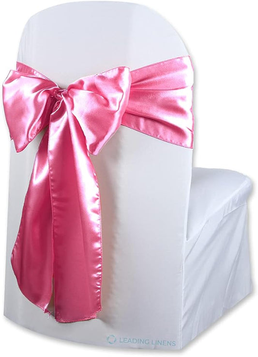 Satin Bow Sash Chair Cover Decoration - Elegant Sashes for Weddings, Banquets, Receptions, Special Events, Restaurants, and Parties - 28 Available Color Choices, Set of 150, Hot Pink