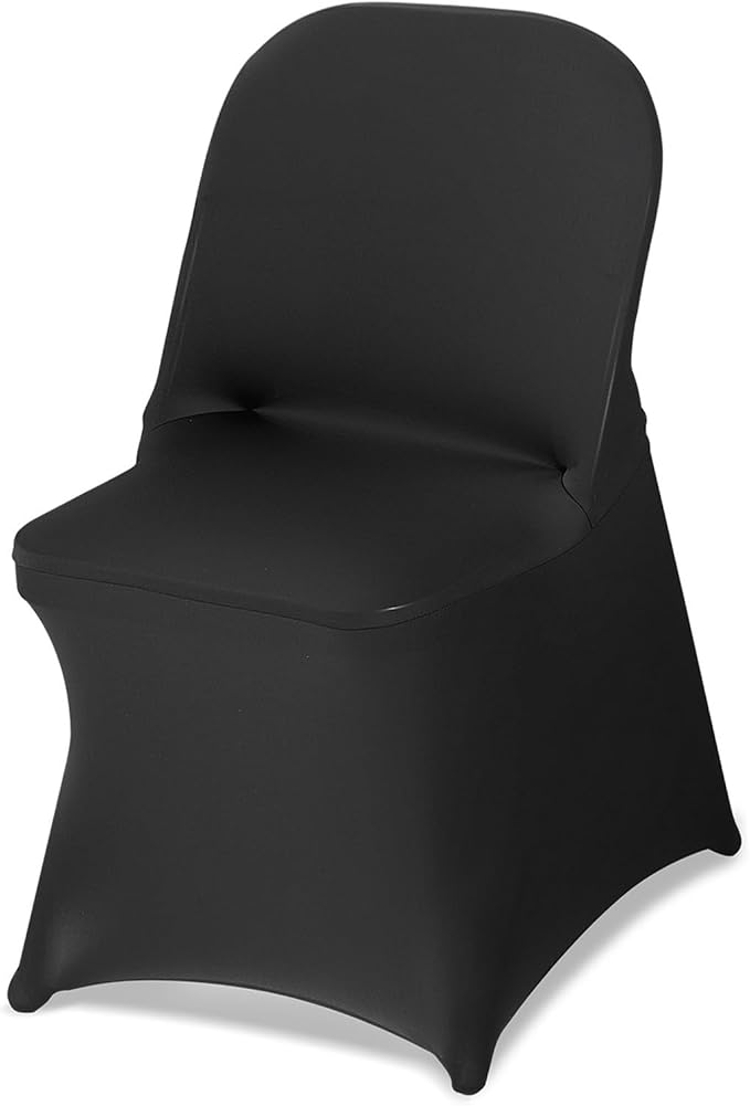 VEVOR Chair Covers, Polyester Spandex Chair Cover, Stretch Slipcovers for Wedding Party Dining Banquet Flat-Front Chair Covers (Black-c, 150PCS)