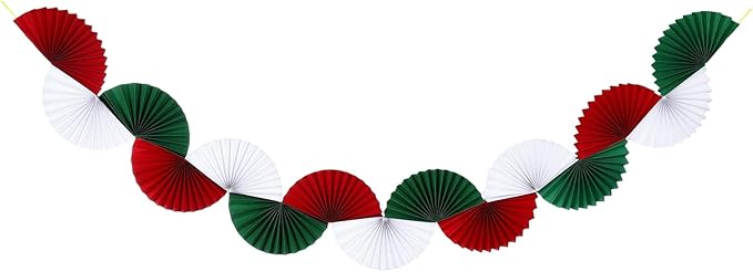 uxcell Paper Fan Garland, 5.25ft Paper Garland Hanging Decorations Set Party Hanging Decorations Fans for Birthday Parties Holiday Ornaments Family Gatherings Weddings, Red, White, Green