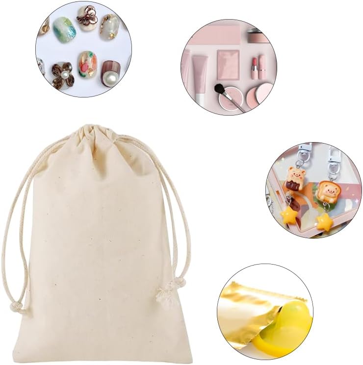 gobyhumm 50 Pieces Muslin Bags Cotton Drawstring Bags Sachet Bag for Home Supplies （4.0 * 4.7"）