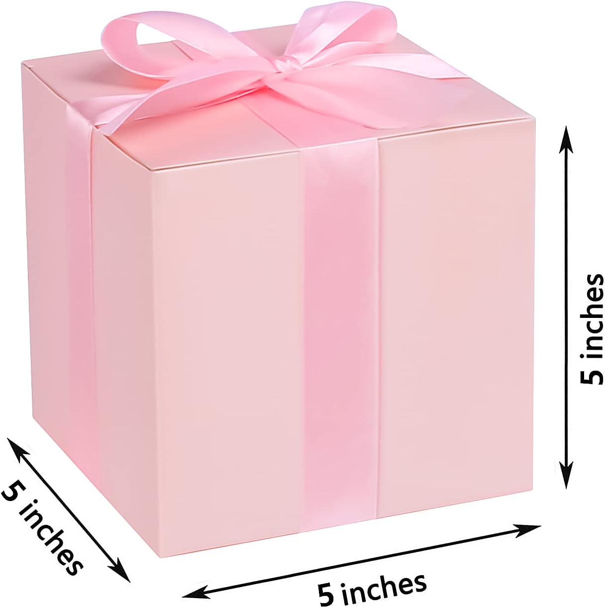 COTOPHER Small Gift Boxes 25 Pack 5x5x5 inches Pink Gift Boxes with Lids for Gifts, Crafting, Wedding Party Favor, Cupcake Boxes, Candy, Bridesmaids Proposal Box with Ribbons and Stickers