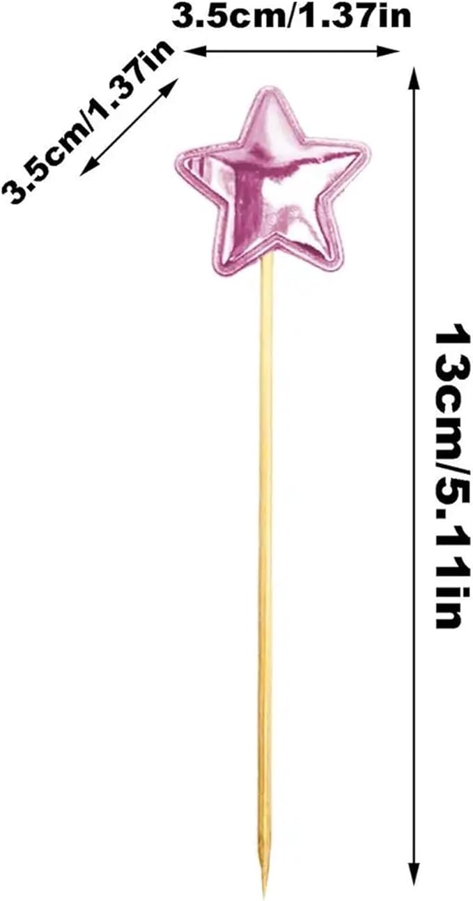 Durable 200pcs Solid Star Birthday Cake Topper Birthday Cake Toppers For Boys Food-grade Food Cake Decor Stake Safe Glitter Cake Decoration(Pink)