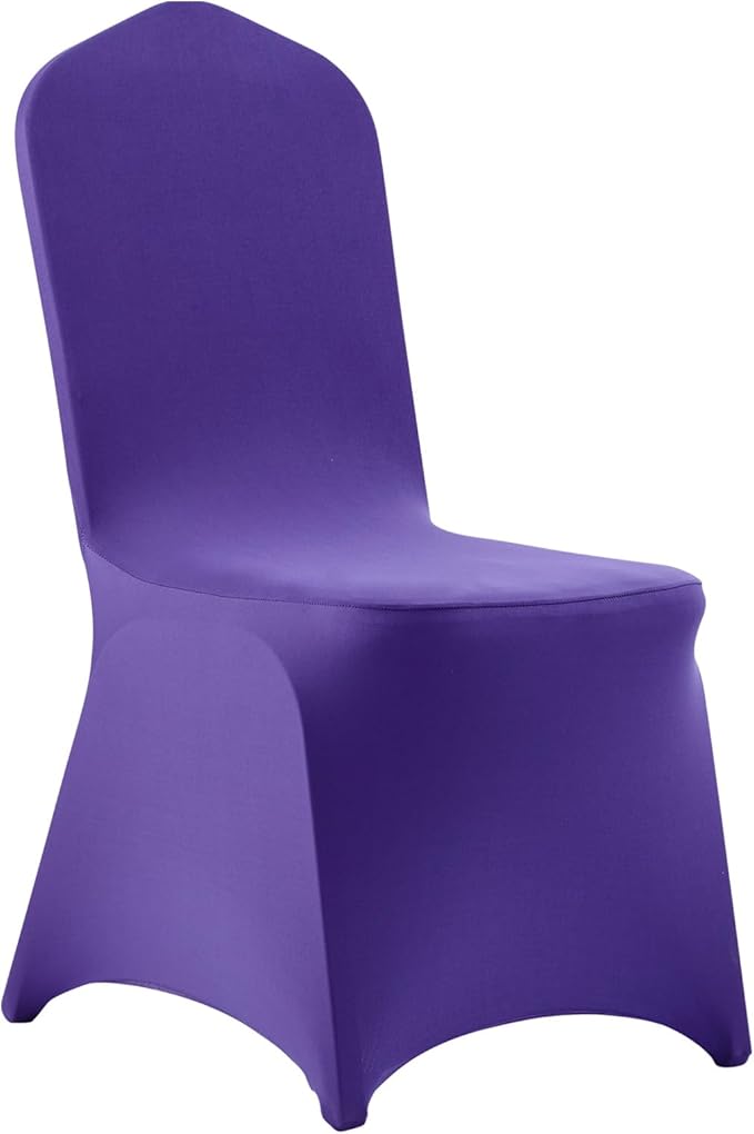 VEVOR Chair Covers, Polyester Spandex Chair Cover, Stretch Slipcovers for Wedding Party Dining Banquet Flat-Front Chair Covers (Purple-a, 50PCS)