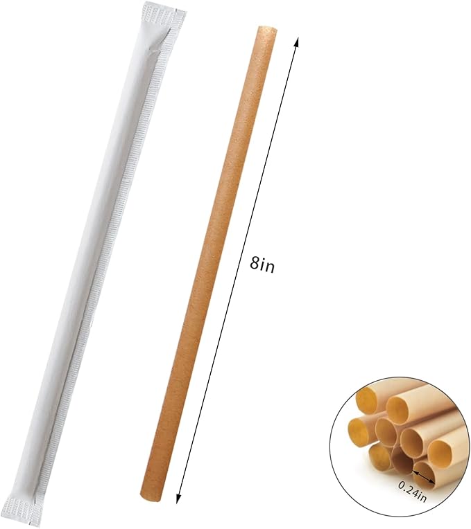 Individually Wrapped 8 Inch Biodegradable Smoothie Straws Made from Sugarcane 150 pcs Compostable Disposable Drinking Straws A Great Alternative to Plastic/Paper Straws Not Soggy