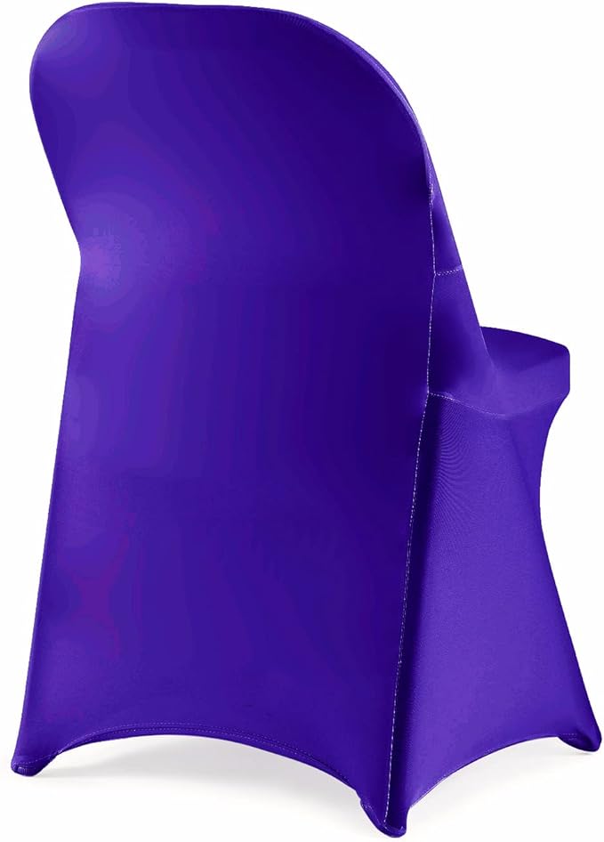 Howhic Folding Chair Covers for Party - 12pcs, Purple Universal Spandex Fitted Chair Covers for Wedding, Banquet, Conference