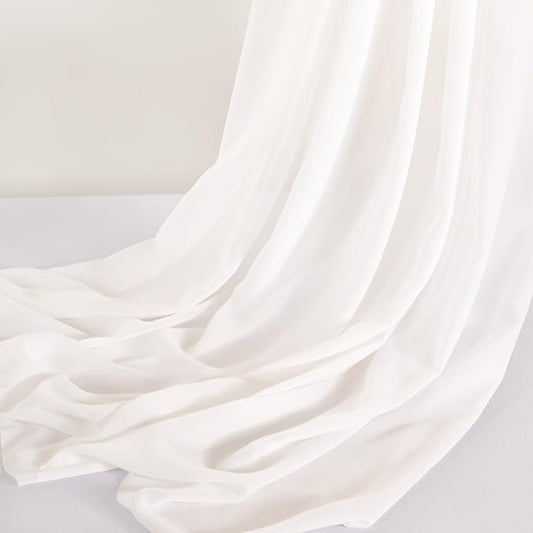 MLMC Ivory Chiffon Fabric by The Yard Pre-Cut Sheer Chiffon Arch Fabric 5 Yards Airy Continuous Draping Panels 60 inch Wide for Wedding Backdrop Craft Ceiling Decor