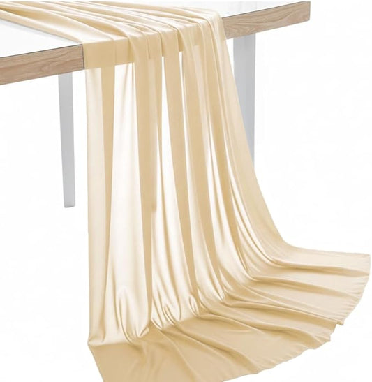 MDS Pack of 5 Yard Chiffon Fabric, Sheer Soft Draping Fabric Bolt for Wedding Party Backdrop Arch Decoration, Apparel Bridal Dress Sewing DIY Crafts Solid Gauze Fabrics 44” Wide - Champagne Gold