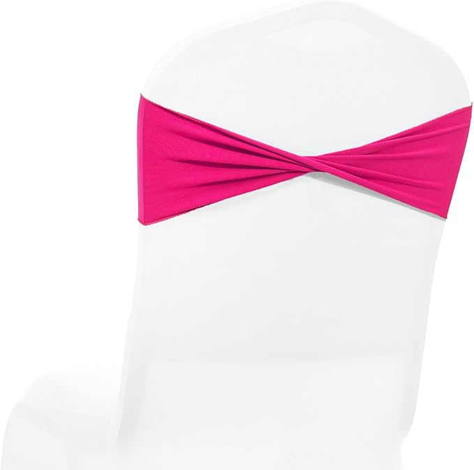 MDS Pack of 200 Spandex Chair Sashes Bows Elastic Stretch Dining Chair Bands Ties Without Slider Buckle Universal fits for Wedding Baby Shower Birthday Party Banquet Event Decoration - Magenta