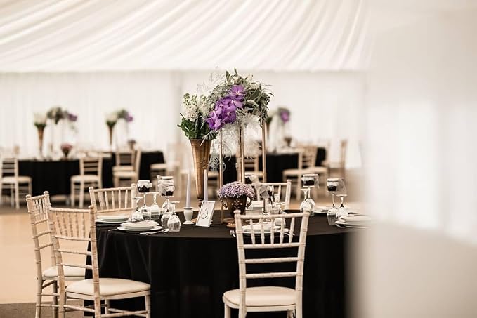 10 Pack Black Tablecloths - Round & Rectangle, 90 Inch, Polyester, Washable, Perfect for Wedding Party