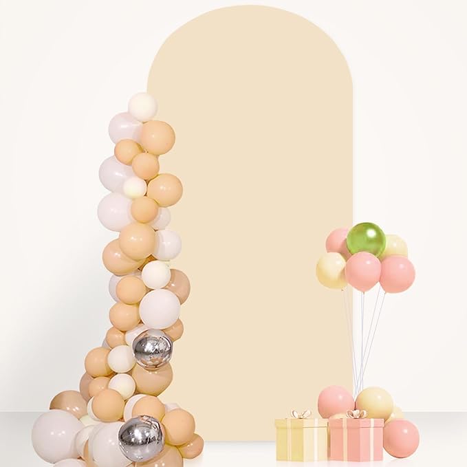 FANPROMS Beige Spandex Arch Cover 6FT Wedding Arch Covers for Chiara Arched Stand Decor Arched Cover Backdrop Fabric Birthday Arches Covers Stretchy Backdrop for Baby Shower Party Decorations