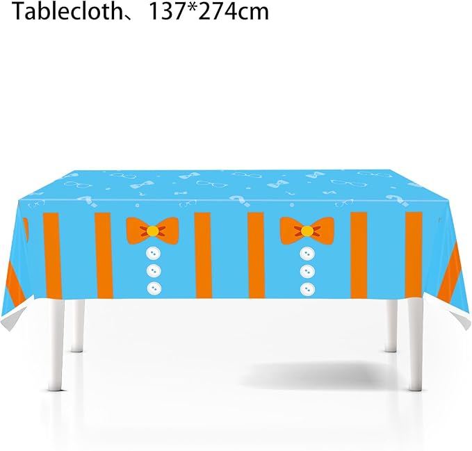 171PCS Kids Birthday Party Decorations Tableware Set - Blue & Orange Party Supplies for Boys & Girls - Includes Plates, Cups, Napkins, Cutlery, Tablecloth, Foil Fringe Curtains - Serves 24 Guests