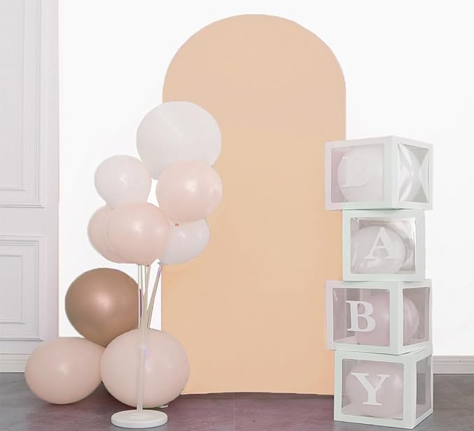 Nude 7.2 FT Arch Backdrop Cover, Nude Chiara Backdrop Covers, Khaki Wedding Arch Cover for Birthday Wedding Party Decoration