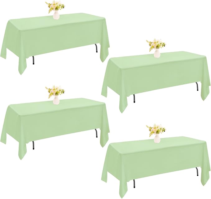 4 Pack Rectangle Tablecloth 60x102 Inch Sage Green Washable Polyester Table Cover for Wedding Dining Table Parties Banquet（60x102 Sage Green）