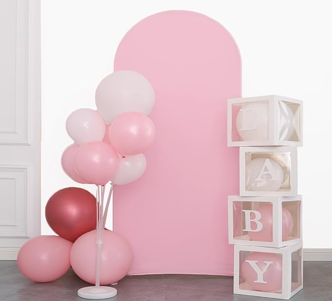 Pink 7.2 FT Arch Backdrop Cover, Pink Arch Cover, Wedding Arch Backdrop Stand Cover for Birthday Wedding Party Decoration