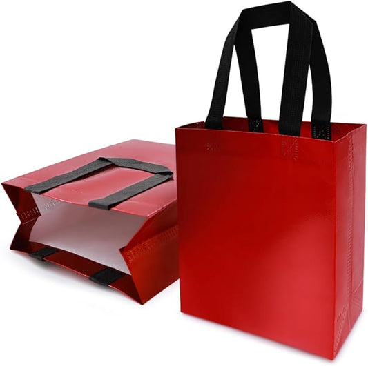 huichuan 12 Pack Red Gift Bags with Handles, Reusable Small Gift Bag for Women Kids, Eco-Friendly Non-Woven Party Favor Goodie Bags Bulk for Valentine's Day, Birthday, Wedding, Baby Shower Treats