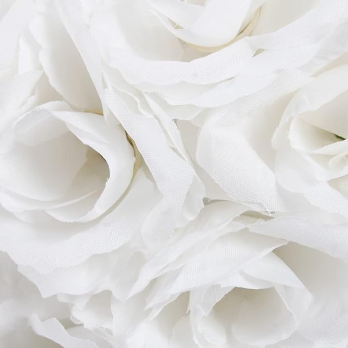 HomeABC 10 Inch Artificial Romantic Rose Flower Ball for Home Outdoor Wedding Party Centerpieces Decorations, 10 Pack, White