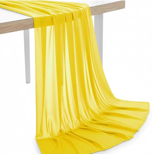 MDS Pack of 5 Yard Chiffon Fabric, Sheer Soft Draping Fabric Bolt for Wedding Party Backdrop Arch Decoration, Apparel Bridal Dress Sewing DIY Crafts Solid Gauze Fabrics 44” Wide - Yellow