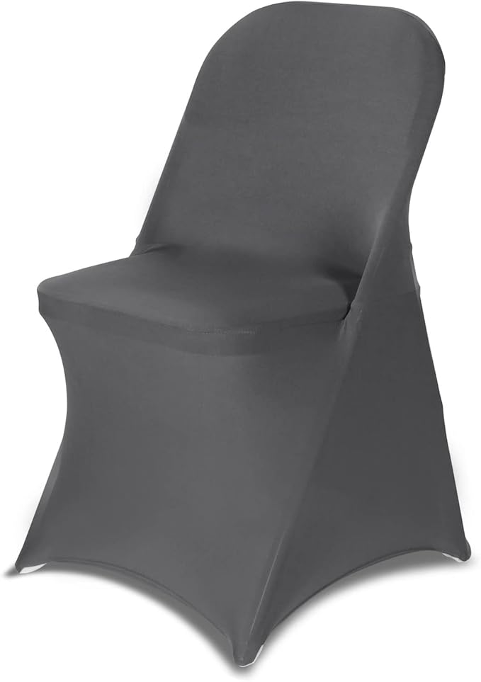 HAINARverS Folding Chair Covers for Wedding, 10pcs Stretch Spandex Washable Fabric Chair Cover, Decoration Chair Cover for Wedding, Party, Banquet, Birthday, Conference, Event(Gray, 10 PCS)