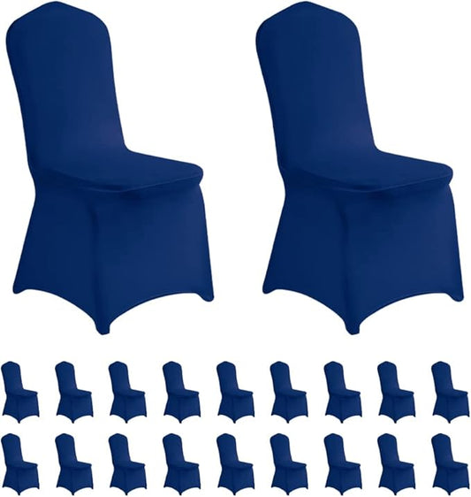 LZY 20pcs Spandex Chair Cover Stretch Slipcovers for Wedding Party, Dining Banquet Chair Decoration Covers (Classic Blue, 20)
