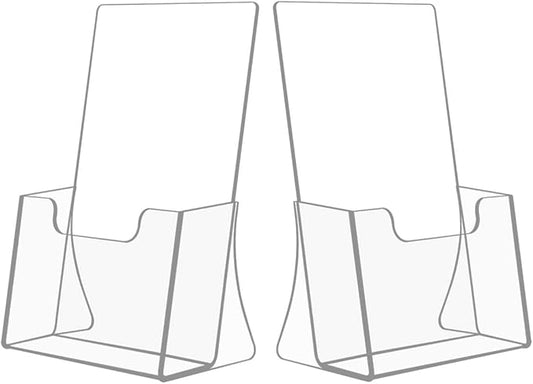 NIUBEE 2 Pack 8.5'' x 5.5'' Acrylic Bi-fold Brochure Holder,Clear Plastic Counter top Flyer Organizers