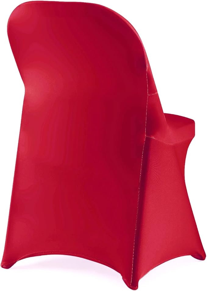 Howhic Folding Chair Covers for Party - 12pcs, Red Universal Spandex Fitted Chair Covers for Wedding, Banquet, Conference