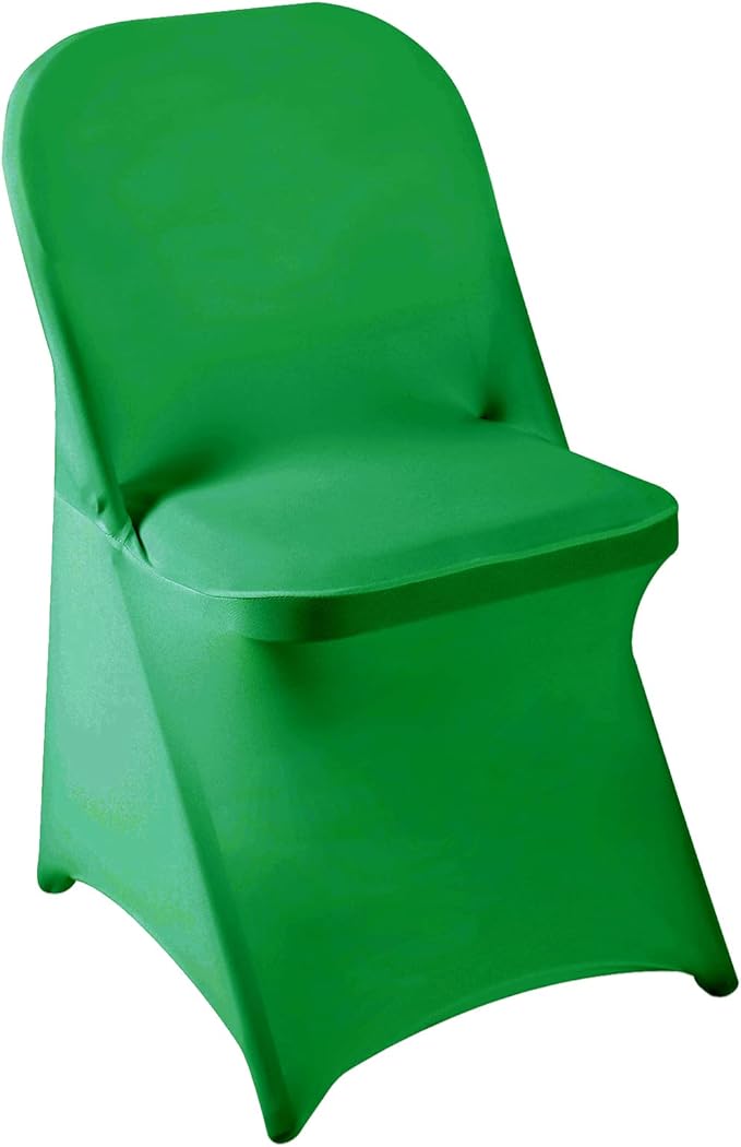 Howhic Folding Chair Covers for Party - 12pcs, Emerald Universal Spandex Fitted Chair Covers for Wedding, Banquet, Conference